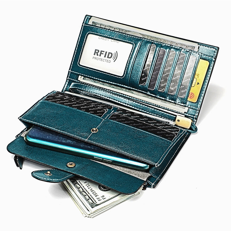 3526 Vintage Oil Wax Texture Large Capacity Long Multi-function Anti-magnetic RFID Wallet Clutch for Ladies (Brown) - Antimagnetic RFID Package by PMC TechLife | Online Shopping South Africa | PMC TechLife | Buy Now Pay Later Mobicred