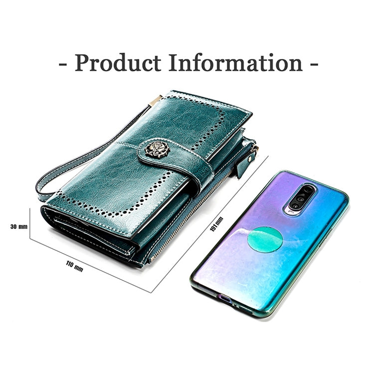 3526 Vintage Oil Wax Texture Large Capacity Long Multi-function Anti-magnetic RFID Wallet Clutch for Ladies (Brown) - Antimagnetic RFID Package by PMC TechLife | Online Shopping South Africa | PMC TechLife | Buy Now Pay Later Mobicred