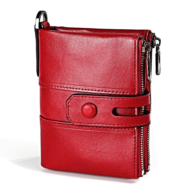 3529 Retro Crazy Horse Texture Double Zipper Anti-magnetic RFID Wallet for Man with Card Slots (Red) - free shipping - PMC TechLife - Order now!