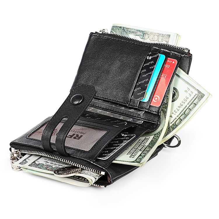 3529 Retro Crazy Horse Texture Double Zipper Anti-magnetic RFID Wallet for Man with Card Slots (Red) - free shipping - PMC TechLife - Order now!