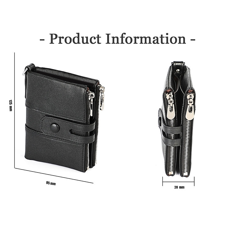 3529 Retro Crazy Horse Texture Double Zipper Anti-magnetic RFID Wallet for Man with Card Slots (Red) - free shipping - PMC TechLife - Order now!