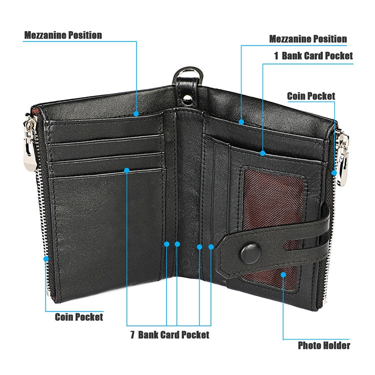 LT3529 Retro Crazy Horse Texture Double Zipper Anti-magnetic RFID Chain Wallet with Card Slots (Red) - Antimagnetic RFID Package by PMC TechLife | Online Shopping South Africa | PMC TechLife | Buy Now Pay Later Mobicred