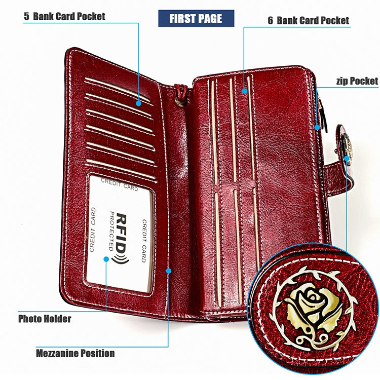 3555 Large Capacity Long Multi-function Anti-magnetic RFID Wallet Clutch for Ladies with Card Slots (Pink) - Antimagnetic RFID Package by PMC TechLife | Online Shopping South Africa | PMC TechLife | Buy Now Pay Later Mobicred