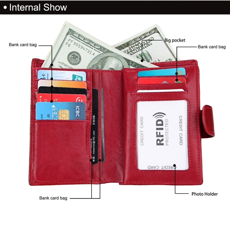 Antimagnet RFID Genuine Leather Wallet / Passport Package / Cowhide Card Slot for man(Red) - free shipping - PMC TechLife - Order now!