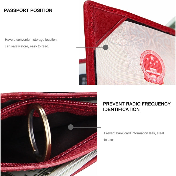 Antimagnet RFID Genuine Leather Wallet / Passport Package / Cowhide Card Slot for man(Red) - free shipping - PMC TechLife - Order now!