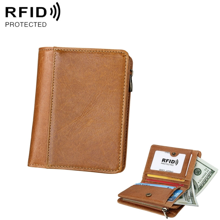 8231 Antimagnetic RFID Men Fashion Crazy Horse Textyure Genuine Leather Wallet Card Bag(Brown) - Antimagnetic RFID Package by PMC TechLife | Online Shopping South Africa | PMC TechLife | Buy Now Pay Later Mobicred