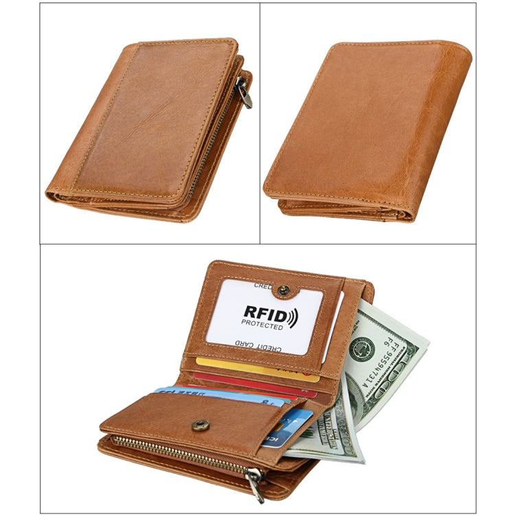 8231 Antimagnetic RFID Men Fashion Crazy Horse Textyure Genuine Leather Wallet Card Bag(Brown) - Antimagnetic RFID Package by PMC TechLife | Online Shopping South Africa | PMC TechLife | Buy Now Pay Later Mobicred