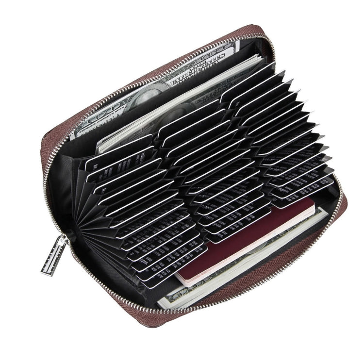 Antimagnetic RFID Large Capacity Long Style Genuine Leather Passport Package / Multifunctional and Many Card Slots Card Package(Coffee) - Antimagnetic RFID Package by PMC TechLife | Online Shopping South Africa | PMC TechLife | Buy Now Pay Later Mobicred
