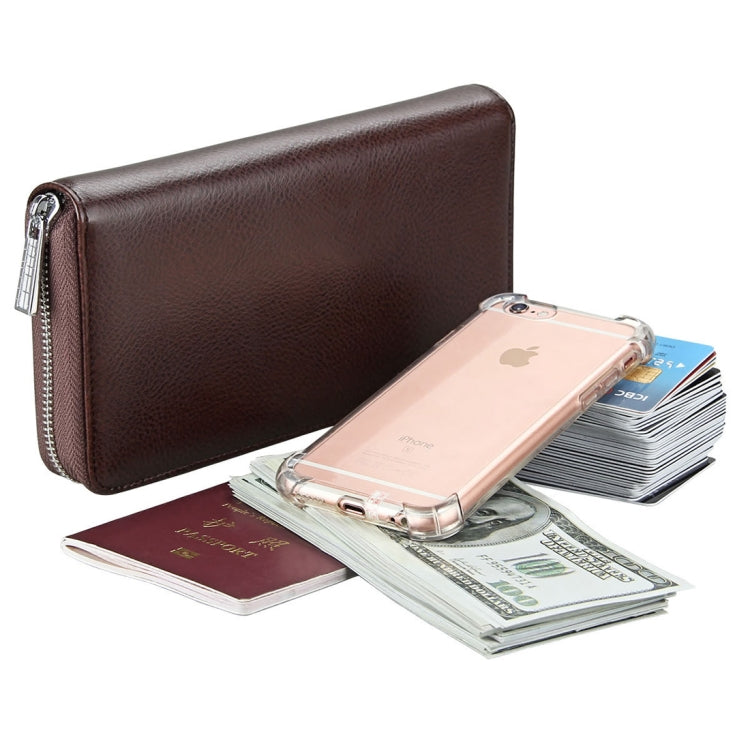 Antimagnetic RFID Large Capacity Long Style Genuine Leather Passport Package / Multifunctional and Many Card Slots Card Package(Coffee) - Antimagnetic RFID Package by PMC TechLife | Online Shopping South Africa | PMC TechLife | Buy Now Pay Later Mobicred