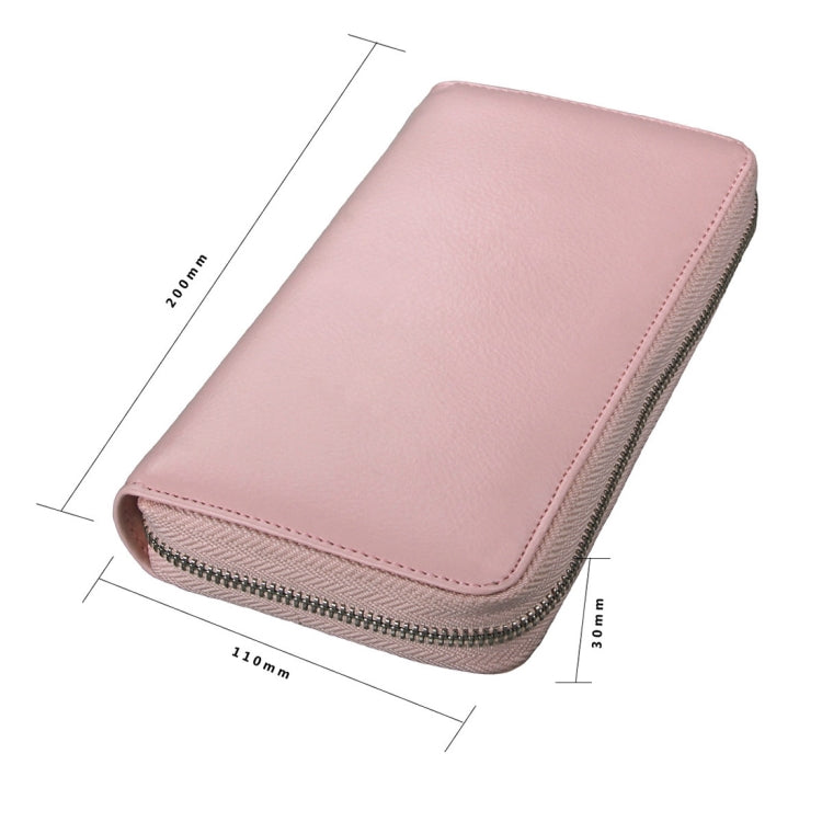 Antimagnetic RFID Large Capacity Long Style Genuine Leather Passport Package / Multifunctional and Many Card Slots Card Package(Pink) - Antimagnetic RFID Package by PMC TechLife | Online Shopping South Africa | PMC TechLife | Buy Now Pay Later Mobicred