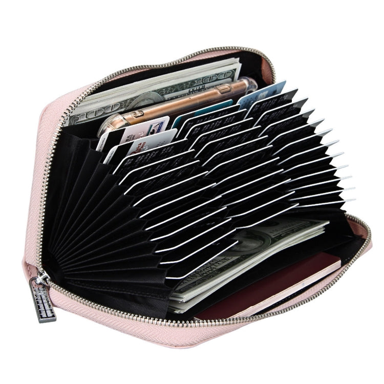 Antimagnetic RFID Large Capacity Long Style Genuine Leather Passport Package / Multifunctional and Many Card Slots Card Package(Pink) - Antimagnetic RFID Package by PMC TechLife | Online Shopping South Africa | PMC TechLife | Buy Now Pay Later Mobicred