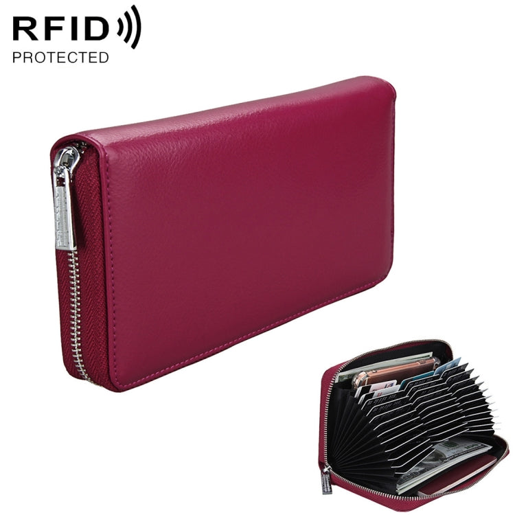 Antimagnetic RFID Large Capacity Long Style Genuine Leather Passport Package / Multifunctional and Many Card Slots Card Package(Purple) - Antimagnetic RFID Package by PMC TechLife | Online Shopping South Africa | PMC TechLife | Buy Now Pay Later Mobicred