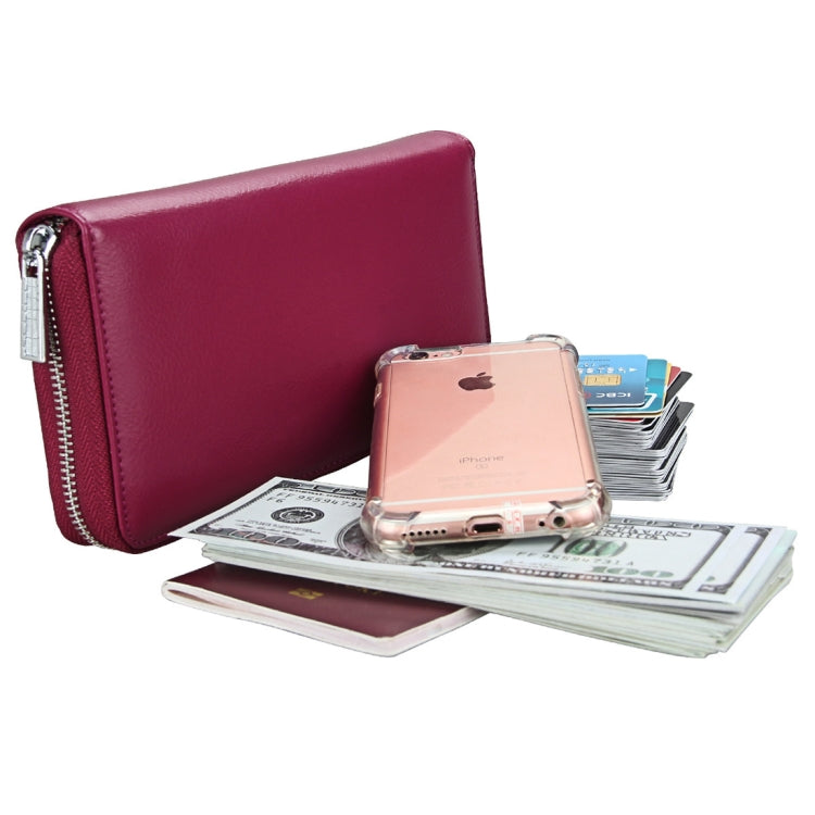 Antimagnetic RFID Large Capacity Long Style Genuine Leather Passport Package / Multifunctional and Many Card Slots Card Package(Purple) - Antimagnetic RFID Package by PMC TechLife | Online Shopping South Africa | PMC TechLife | Buy Now Pay Later Mobicred