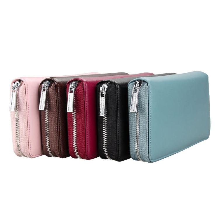 Antimagnetic RFID Large Capacity Long Style Genuine Leather Passport Package / Multifunctional and Many Card Slots Card Package(Pink) - Antimagnetic RFID Package by PMC TechLife | Online Shopping South Africa | PMC TechLife | Buy Now Pay Later Mobicred
