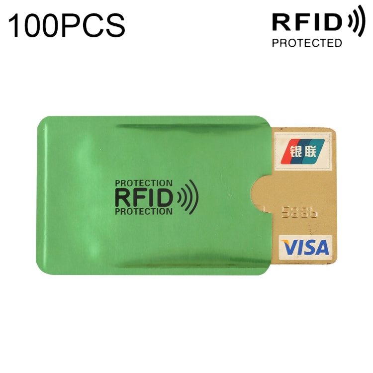 100pcs Aluminum Foil RFID Blocking Credit Card ID Bank Card Case Card Holder Cover, Size: 9 x 6.3cm (Green) - Antimagnetic RFID Package by PMC TechLife | Online Shopping South Africa | PMC TechLife | Buy Now Pay Later Mobicred