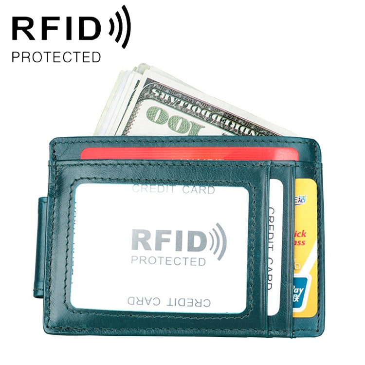 KB80 Antimagnetic RFID Crazy Horse Texture Oil Wax Leather Card Holder Wallet Billfold for Men and Women (Blue) - Antimagnetic RFID Package by PMC TechLife | Online Shopping South Africa | PMC TechLife | Buy Now Pay Later Mobicred