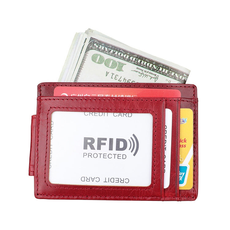 KB80 Antimagnetic RFID Crazy Horse Texture Oil Wax Leather Card Holder Wallet Billfold for Men and Women (Red) - Antimagnetic RFID Package by PMC TechLife | Online Shopping South Africa | PMC TechLife | Buy Now Pay Later Mobicred