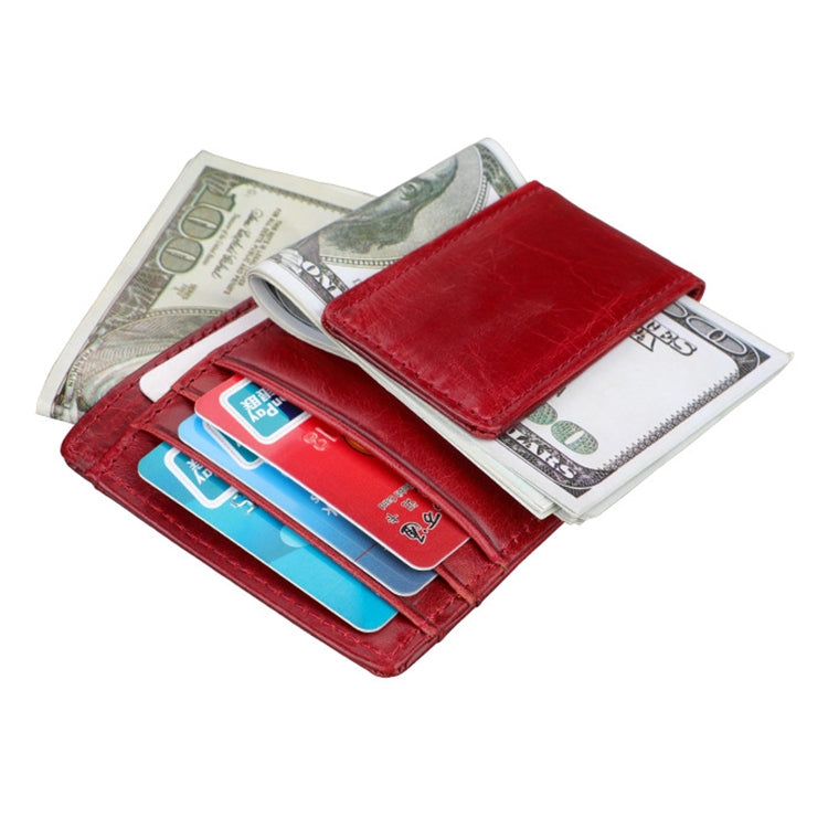 KB80 Antimagnetic RFID Crazy Horse Texture Oil Wax Leather Card Holder Wallet Billfold for Men and Women (Red) - Antimagnetic RFID Package by PMC TechLife | Online Shopping South Africa | PMC TechLife | Buy Now Pay Later Mobicred