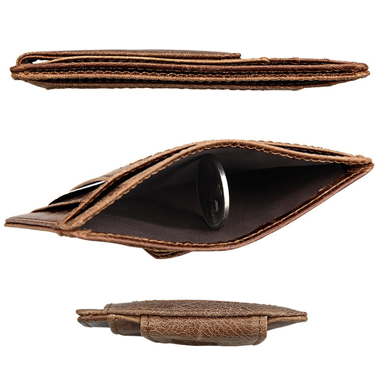 KB80 Antimagnetic RFID Crazy Horse Texture Oil Wax Leather Card Holder Wallet Billfold for Men and Women (Yellowish-brown) - Antimagnetic RFID Package by PMC TechLife | Online Shopping South Africa | PMC TechLife | Buy Now Pay Later Mobicred