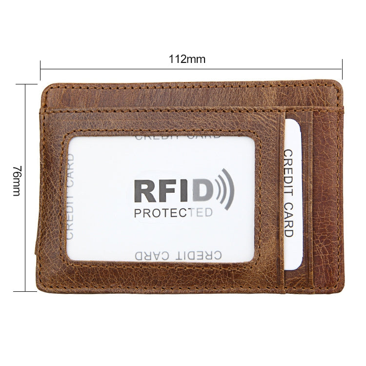 KB80 Antimagnetic RFID Crazy Horse Texture Oil Wax Leather Card Holder Wallet Billfold for Men and Women (Yellowish-brown) - Antimagnetic RFID Package by PMC TechLife | Online Shopping South Africa | PMC TechLife | Buy Now Pay Later Mobicred