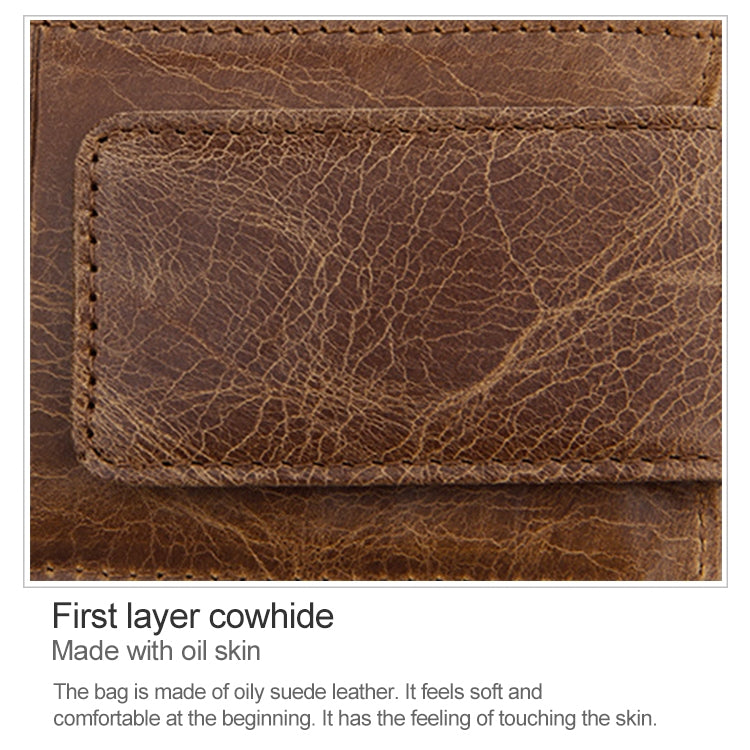 KB80 Antimagnetic RFID Crazy Horse Texture Oil Wax Leather Card Holder Wallet Billfold for Men and Women (Yellowish-brown) - Antimagnetic RFID Package by PMC TechLife | Online Shopping South Africa | PMC TechLife | Buy Now Pay Later Mobicred