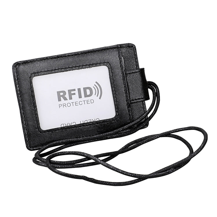KB153 Antimagnetic RFID Leather Card Holder ID Card Badge with Lanyard(Black) - Antimagnetic RFID Package by PMC TechLife | Online Shopping South Africa | PMC TechLife | Buy Now Pay Later Mobicred