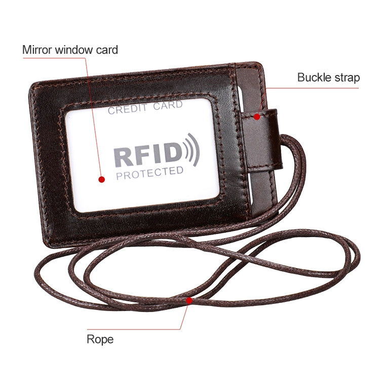 KB153 Antimagnetic RFID Leather Card Holder ID Card Badge with Lanyard(Coffee) - Antimagnetic RFID Package by PMC TechLife | Online Shopping South Africa | PMC TechLife | Buy Now Pay Later Mobicred