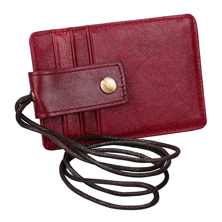 KB153 Antimagnetic RFID Leather Card Holder ID Card Badge with Lanyard(Red) - free shipping - PMC TechLife - Order now!