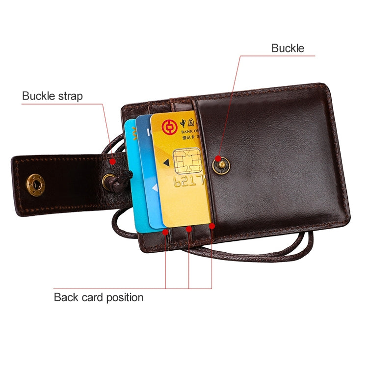 KB153 Antimagnetic RFID Leather Card Holder ID Card Badge with Lanyard(Yellowish-brown) - Antimagnetic RFID Package by PMC TechLife | Online Shopping South Africa | PMC TechLife | Buy Now Pay Later Mobicred