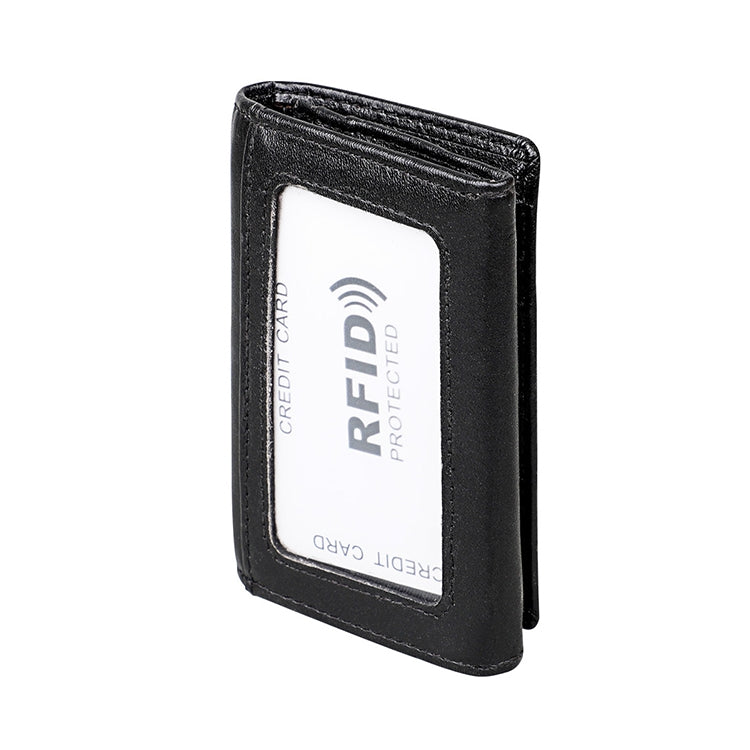 KB171 Antimagnetic RFID Crazy Horse Texture Leather Card Holder Wallet for Men and Women(Black) - free shipping - PMC TechLife - Order now!