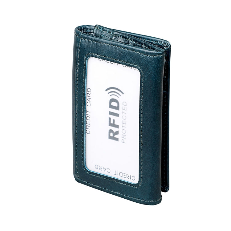 KB171 Antimagnetic RFID Crazy Horse Texture Leather Card Holder Wallet for Men and Women(Blue) - free shipping - PMC TechLife - Order now!