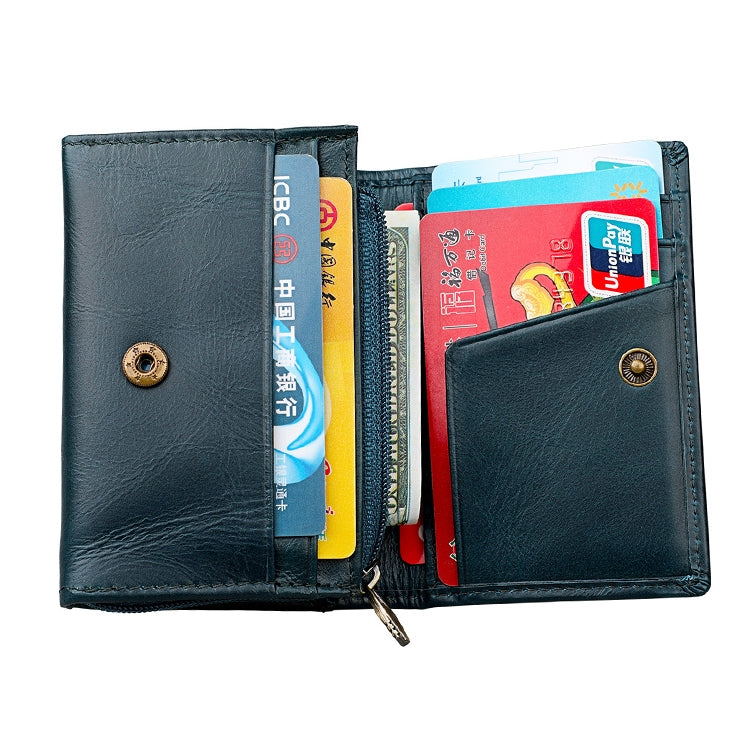 KB171 Antimagnetic RFID Crazy Horse Texture Leather Card Holder Wallet for Men and Women(Blue) - free shipping - PMC TechLife - Order now!