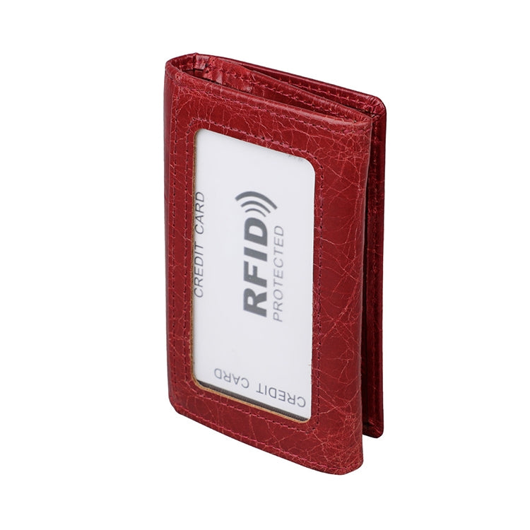 KB171 Antimagnetic RFID Crazy Horse Texture Leather Card Holder Wallet for Men and Women(Red) - free shipping - PMC TechLife - Order now!