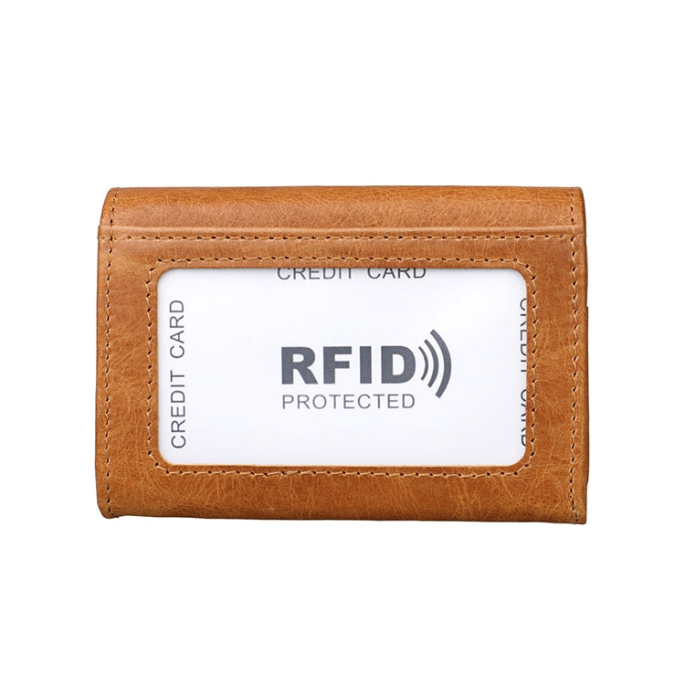 KB171 Antimagnetic RFID Crazy Horse Texture Leather Card Holder Wallet for Men and Women(Yellowish-brown) - free shipping - PMC TechLife - Order now!
