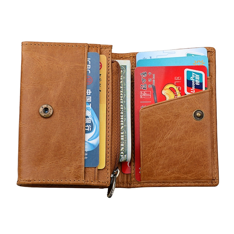 KB171 Antimagnetic RFID Crazy Horse Texture Leather Card Holder Wallet for Men and Women(Yellowish-brown) - free shipping - PMC TechLife - Order now!