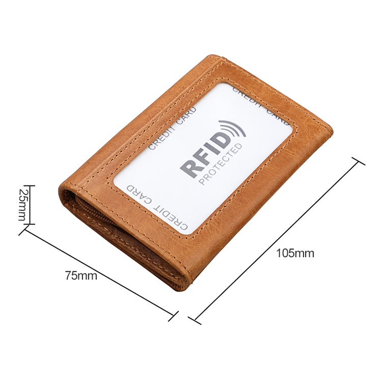 KB171 Antimagnetic RFID Crazy Horse Texture Leather Card Holder Wallet for Men and Women(Yellowish-brown) - free shipping - PMC TechLife - Order now!