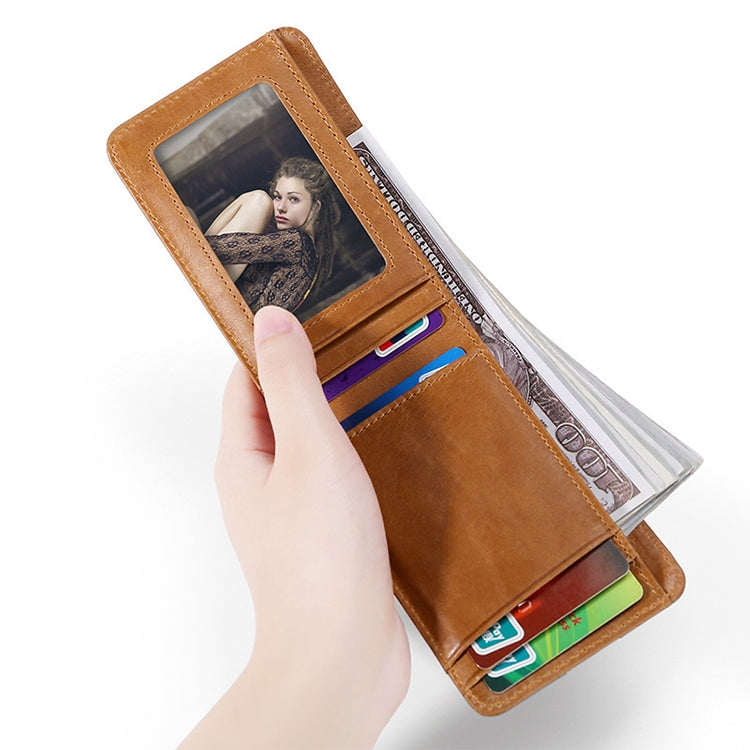 KB186 Antimagnetic RFID Mini Crazy Horse Texture Leather Billfold Card Wallet for Men and Women(Black) - Antimagnetic RFID Package by PMC TechLife | Online Shopping South Africa | PMC TechLife | Buy Now Pay Later Mobicred
