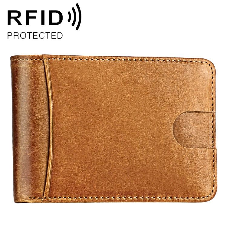 KB186 Antimagnetic RFID Mini Crazy Horse Texture Leather Billfold Card Wallet for Men and Women(Yellowish-brown) - free shipping - PMC TechLife - Order now!