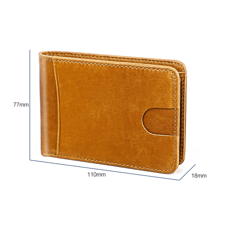 KB186 Antimagnetic RFID Mini Crazy Horse Texture Leather Billfold Card Wallet for Men and Women(Yellowish-brown) - free shipping - PMC TechLife - Order now!