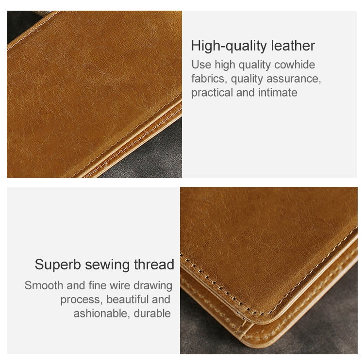 KB186 Antimagnetic RFID Mini Crazy Horse Texture Leather Billfold Card Wallet for Men and Women(Yellowish-brown) - free shipping - PMC TechLife - Order now!