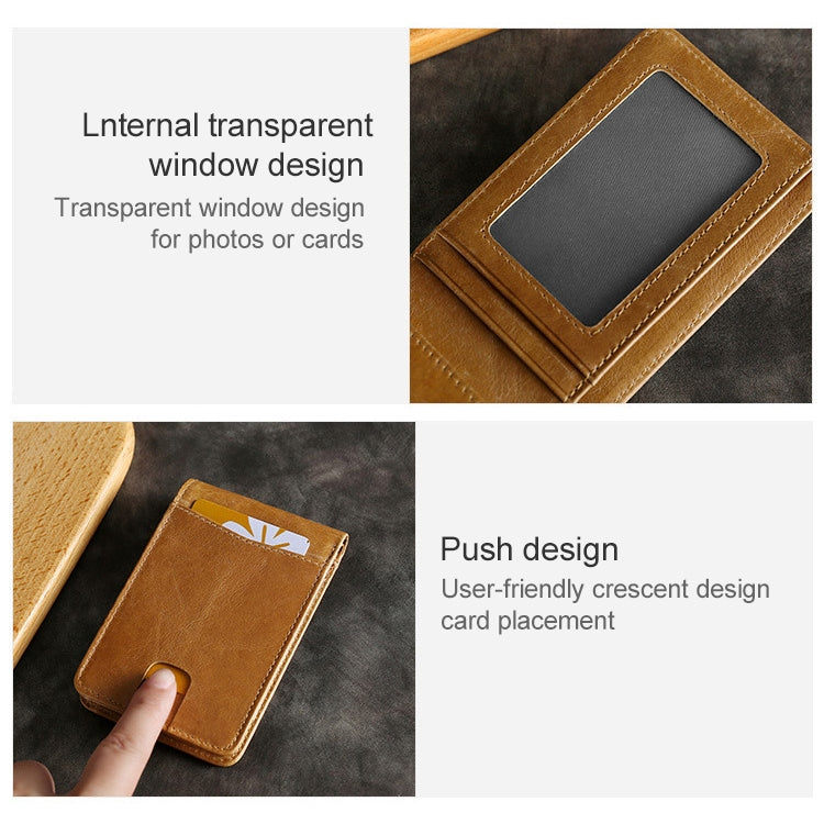 KB186 Antimagnetic RFID Mini Crazy Horse Texture Leather Billfold Card Wallet for Men and Women(Yellowish-brown) - free shipping - PMC TechLife - Order now!