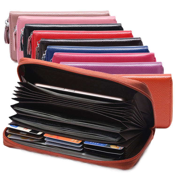 902 Antimagnetic RFID Litchi Texture Women Large Capacity Hand Wallet Purse Phone Bag with Card Slots(Watermelon Red) - Antimagnetic RFID Package by PMC TechLife | Online Shopping South Africa | PMC TechLife | Buy Now Pay Later Mobicred