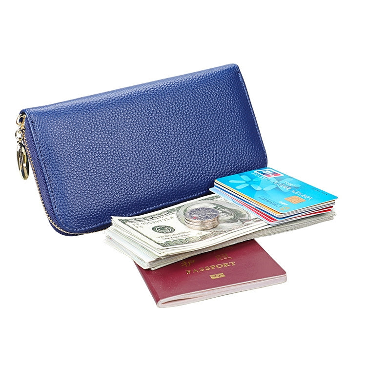 906 Antimagnetic RFID Litchi Texture Women Large Capacity Hand Wallet Purse Phone Bag with Card Slots(Blue) - Antimagnetic RFID Package by PMC TechLife | Online Shopping South Africa | PMC TechLife | Buy Now Pay Later Mobicred