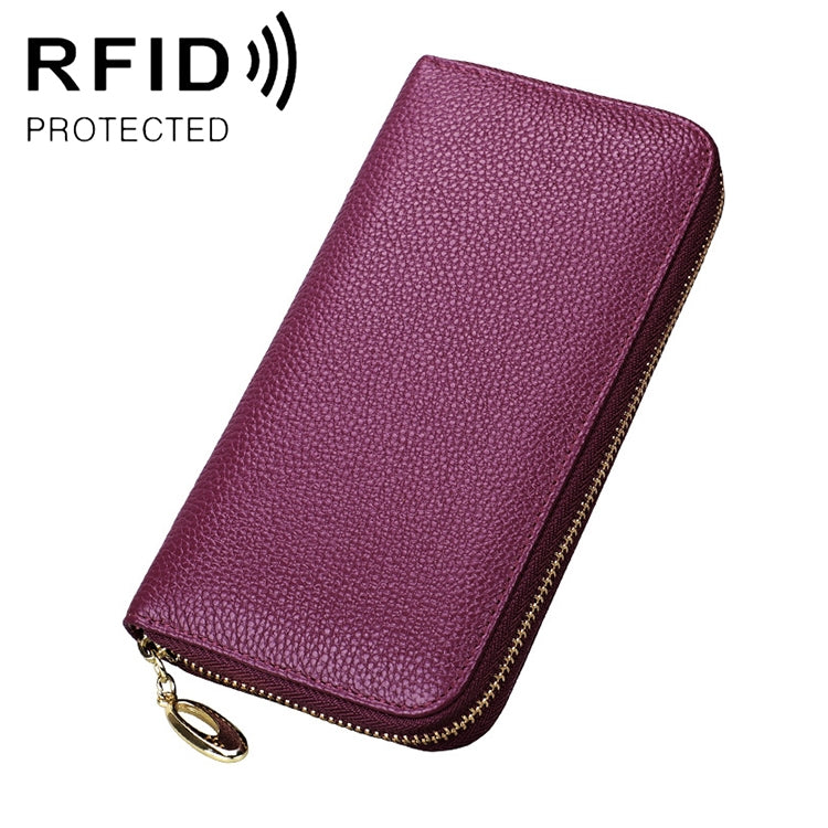 906 Antimagnetic RFID Litchi Texture Women Large Capacity Hand Wallet Purse Phone Bag with Card Slots(Purple) - Antimagnetic RFID Package by PMC TechLife | Online Shopping South Africa | PMC TechLife | Buy Now Pay Later Mobicred