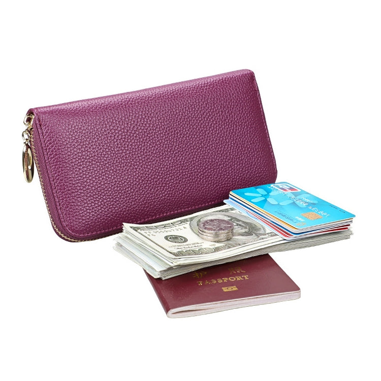906 Antimagnetic RFID Litchi Texture Women Large Capacity Hand Wallet Purse Phone Bag with Card Slots(Purple) - Antimagnetic RFID Package by PMC TechLife | Online Shopping South Africa | PMC TechLife | Buy Now Pay Later Mobicred