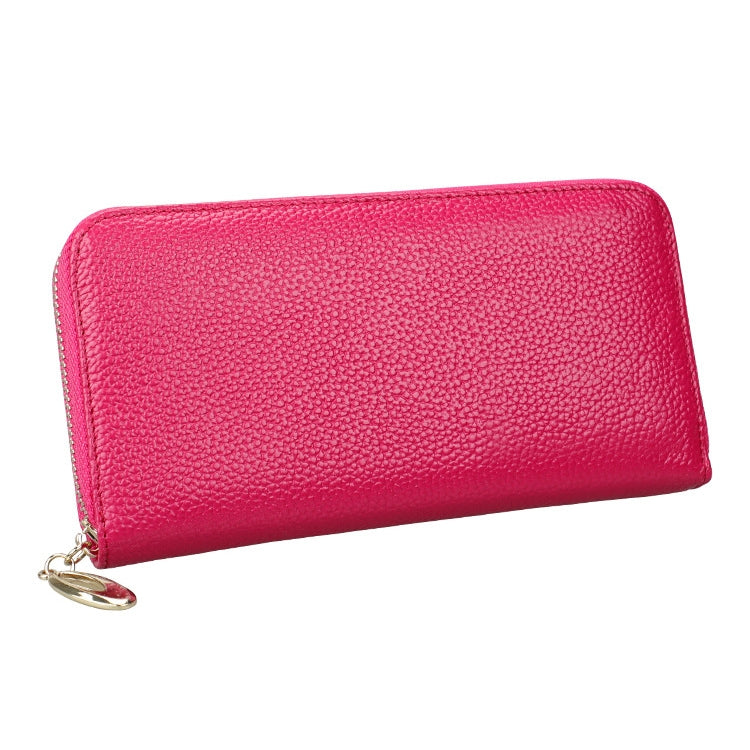 906 Antimagnetic RFID Litchi Texture Women Large Capacity Hand Wallet Purse Phone Bag with Card Slots(Rose Red) - Antimagnetic RFID Package by PMC TechLife | Online Shopping South Africa | PMC TechLife | Buy Now Pay Later Mobicred