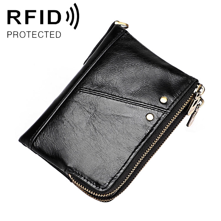 3533 Antimagnetic RFID Top-grain Leather Crazy Horse Texture Men Business Leisure Wallet (Black) - free shipping - PMC TechLife - Order now!