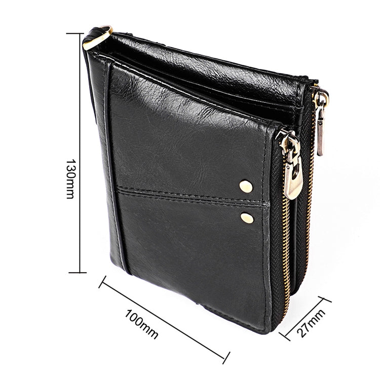 3533 Antimagnetic RFID Top-grain Leather Crazy Horse Texture Men Business Leisure Wallet (Black) - free shipping - PMC TechLife - Order now!