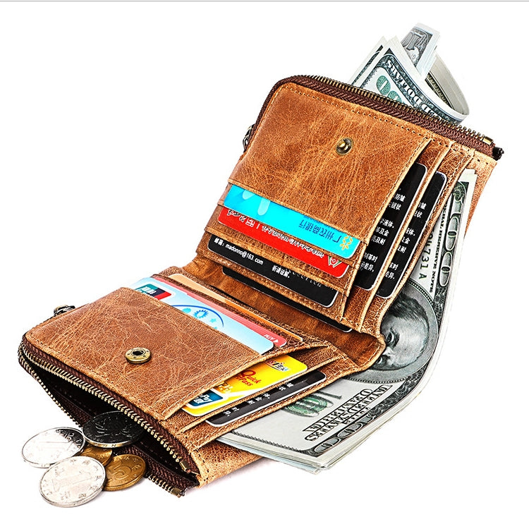 3533 Antimagnetic RFID Top-grain Leather Crazy Horse Texture Men Business Leisure Wallet (Black) - free shipping - PMC TechLife - Order now!
