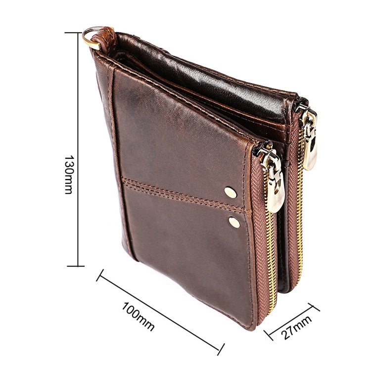 3533 Antimagnetic RFID Top-grain Leather Crazy Horse Texture Men Business Leisure Wallet (Coffee) - Antimagnetic RFID Package by PMC TechLife | Online Shopping South Africa | PMC TechLife | Buy Now Pay Later Mobicred